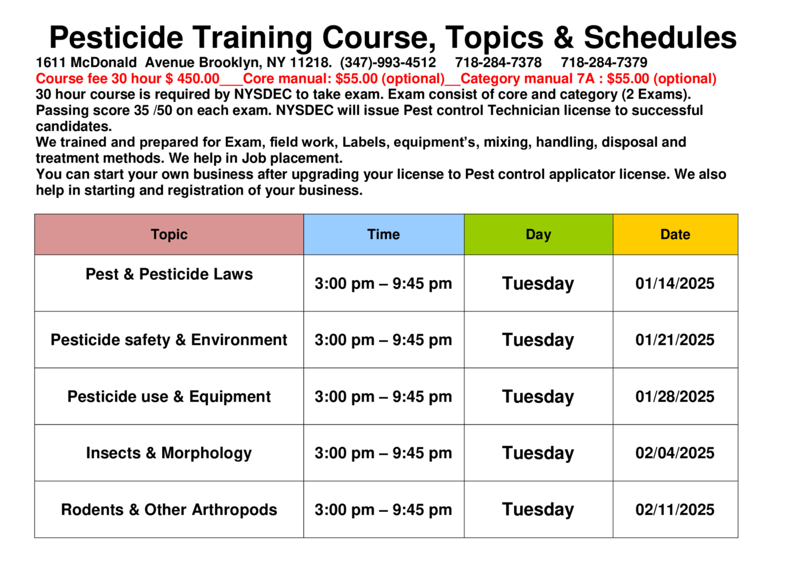 Pested Pest Control Certificate Courses | NYC Pest Management